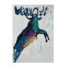 Wall Art | Home Decor | Blue Red Yellow Stag Study IV