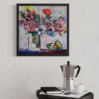 Floral & Avocado original oil abstract art painting