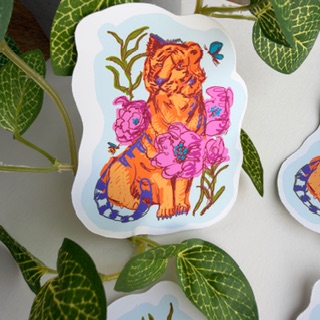 Planner Sticker | Journal Sticker | Laptop Sticker | Flower Sticker | Tiger Sticker | Peony Sticker